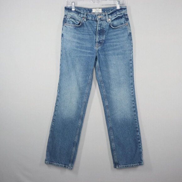 We The Free Jeans Womens Size 26 Blue Relaxed Fit Straight Leg Button Fly Casual - Picture 1 of 7